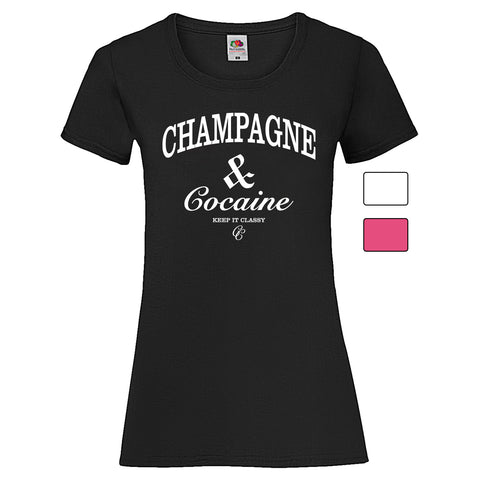 Woman T-Shirt "Champagne & Cocaine" 3 Farben