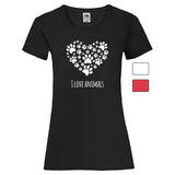 Woman T-Shirt "I Love Animals" 3 Farben