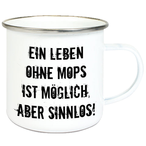 Emaille-Tasse "Mops"