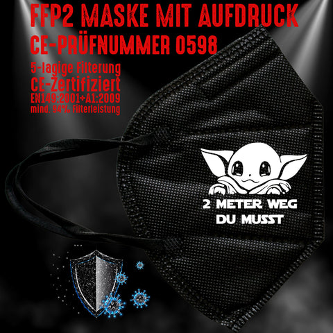 FFP2 Maske "2 Meter" 3 Farben