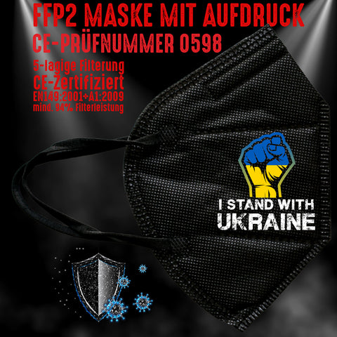 FFP2 Maske "I Stand With Ukraine" 8 Farben