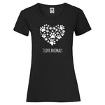 Woman T-Shirt "I Love Animals" 3 Farben