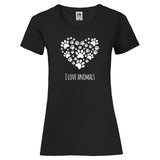 Woman T-Shirt "I Love Animals" 3 Farben