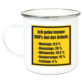 Emaille-Tasse "100%"