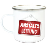 Emaille-Tasse "Anstalts Leitung"