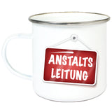 Emaille-Tasse "Anstalts Leitung"