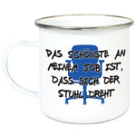 Emaille-Tasse "Stuhl dreht"