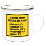 Emaille-Tasse "100%"