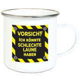Emaille-Tasse "Vorsicht"
