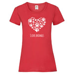 Woman T-Shirt "I Love Animals" 3 Farben