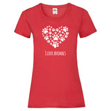 Woman T-Shirt "I Love Animals" 3 Farben