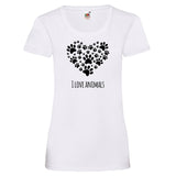 Woman T-Shirt "I Love Animals" 3 Farben