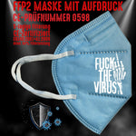 YouDesign Maske Azurblau FFP2 Maske "Fu** the Virus" 8 Farben