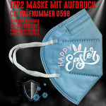 YouDesign Maske Azurblau FFP2 Maske "Happy Easter" 8 Farben