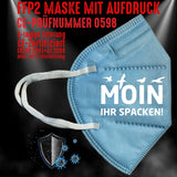 YouDesign Maske Azurblau FFP2 Maske "Moin" 8 Farben