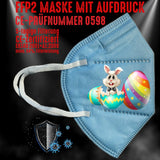 YouDesign Maske Azurblau FFP2 Maske "Osterhase" 8 Farben