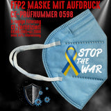 YouDesign Maske Azurblau FFP2 Maske "Stop The War" 8 Farben