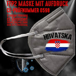 YouDesign Maske Grau FFP2 Maske "Kroatien Hrvatzka" 4 Farben