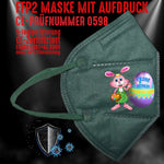 YouDesign Maske Grün FFP2 Maske "Malender Hase" 8 Farben