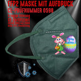 YouDesign Maske Grün FFP2 Maske "Malender Hase" 8 Farben
