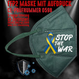 YouDesign Maske Grün FFP2 Maske "Stop The War" 8 Farben
