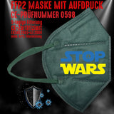 YouDesign Maske Grün FFP2 Maske "Stop Wars" 8 Farben
