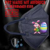 YouDesign Maske Navy FFP2 Maske "Malender Hase" 8 Farben