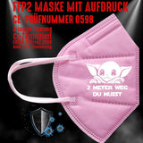 YouDesign Maske Rosa FFP2 Maske "2 Meter" 3 Farben