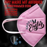 YouDesign Maske Rosa FFP2 Maske "Happy Easter" 8 Farben