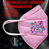 YouDesign Maske Rosa FFP2 Maske "Love Is Love" 3 Farben