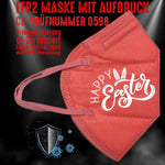 YouDesign Maske Rot FFP2 Maske "Happy Easter" 8 Farben