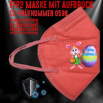 YouDesign Maske Rot FFP2 Maske "Malender Hase" 8 Farben