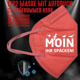 YouDesign Maske Rot FFP2 Maske "Moin" 8 Farben