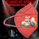YouDesign Maske Rot FFP2 Maske "Osterhase" 8 Farben