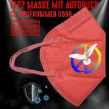 YouDesign Maske Rot FFP2 Maske "Peace for Ukraine" 8 Farben