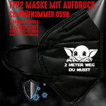 YouDesign Maske Schwarz FFP2 Maske "2 Meter" 3 Farben