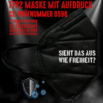 YouDesign Maske Schwarz FFP2 Maske "Freiheit?" 3 Farben