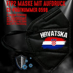 YouDesign Maske Schwarz FFP2 Maske "Kroatien Hrvatzka" 4 Farben