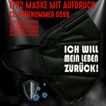 YouDesign Maske Schwarz FFP2 Maske "Leben Zurück" 3 Farben