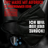 YouDesign Maske Schwarz FFP2 Maske "Leben Zurück" 3 Farben