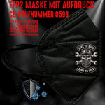 YouDesign Maske Schwarz FFP2 Maske "Live To Ride" 3 Farben