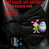 YouDesign Maske Schwarz FFP2 Maske "Malender Hase" 8 Farben