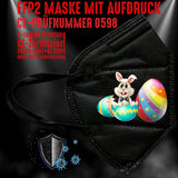 YouDesign Maske Schwarz FFP2 Maske "Osterhase" 8 Farben