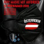 YouDesign Maske Schwarz FFP2 Maske "Österreich Austria" 4 Farben