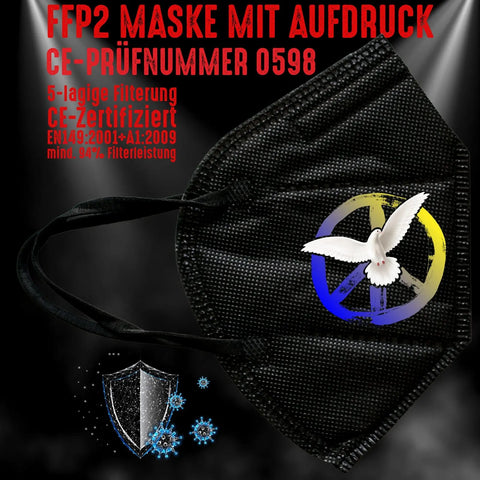 YouDesign Maske Schwarz FFP2 Maske "Peace for Ukraine" 8 Farben