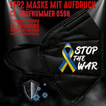 YouDesign Maske Schwarz FFP2 Maske "Stop The War" 8 Farben