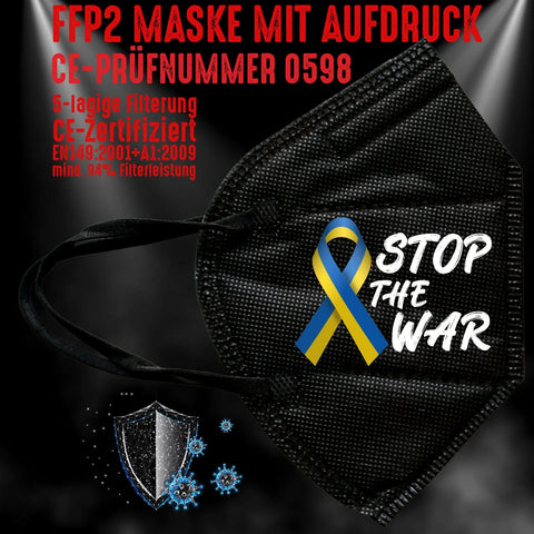 YouDesign Maske Schwarz FFP2 Maske "Stop The War" 8 Farben