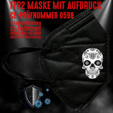 YouDesign Maske Schwarz FFP2 Maske "Sugar Skull" 3 Farben