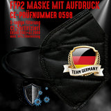 YouDesign Maske Schwarz FFP2 Maske "Team Germany" 4 Farben