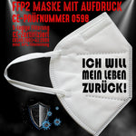 YouDesign Maske Weiß FFP2 Maske "Leben Zurück" 3 Farben